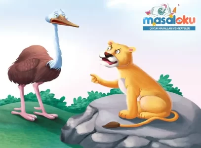 aslan ile deve kuşu masalı